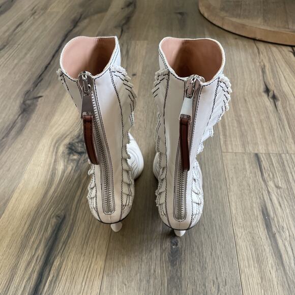 ZIMMERMANN Ivo Ruffle Patchwork Leather Canvas Ankle Boots Size 40 Made in Italy - Picture 7 of 12